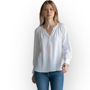 Puro Lino White Peasant Blouse Dolman Sleeve Top Made in Italy CottageCore M